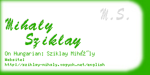 mihaly sziklay business card